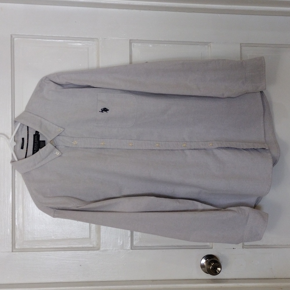 U.S. POLO ASSN. Stretch Men's Shirt Size XL Silver Long sleeve Button Down